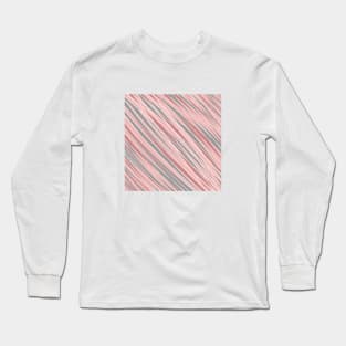 Striped-pattern, pink, grey, simple, minimal, minimalist, lined-pattern, stripe, modern, trendy, basic, digital, pattern, abstract, lines, line, line-art, jewel-color, Long Sleeve T-Shirt
